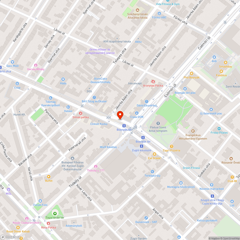 Betört üveg bejelentés helye