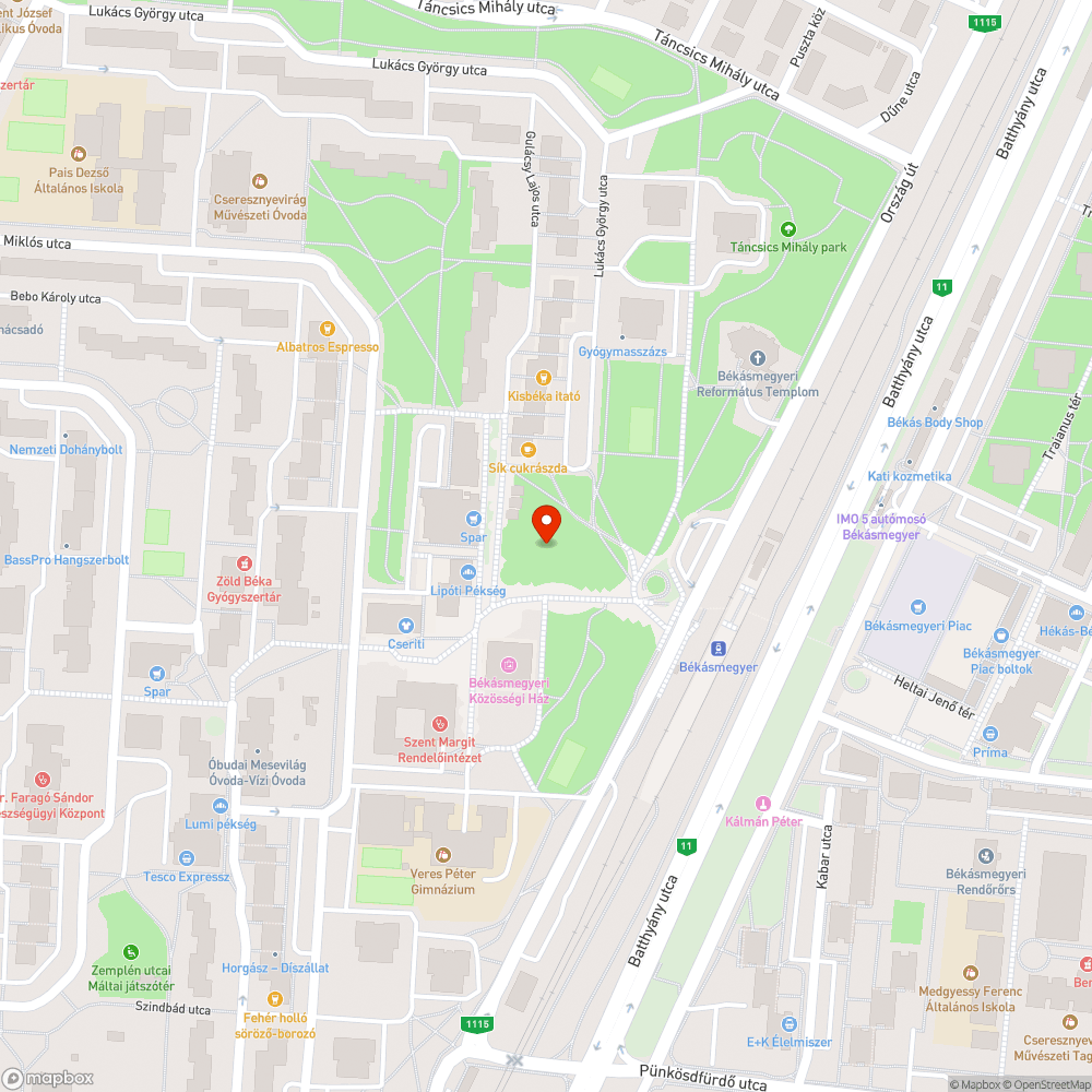 Csobánka téri park - autó felgyújtásának következménye bejelentés helye