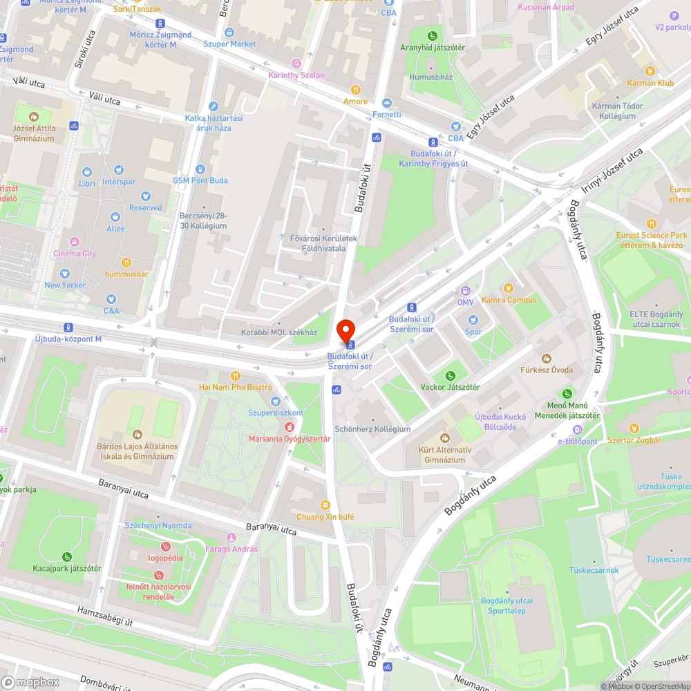 Budafoki út / Szerémi sor 4V megálló - otthagyott bója és eszközök bejelentés helye