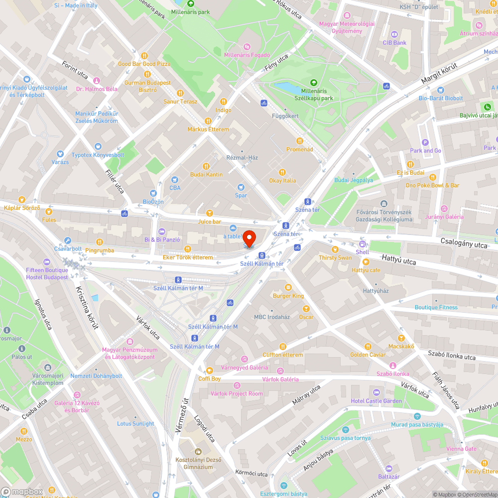 Összetört pad a Széll Kálmán tér mellett bejelentés helye