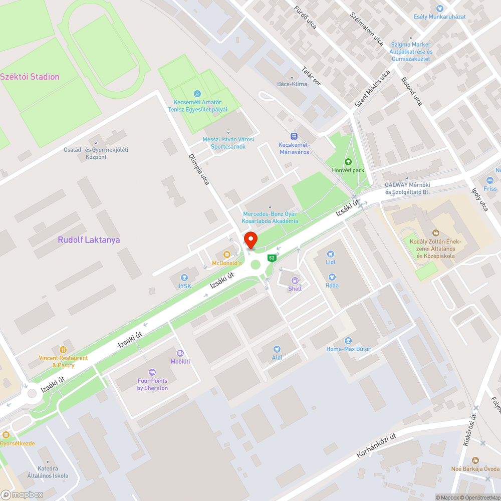 Nem működő közvilágítás a McDonald's-nál bejelentés helye