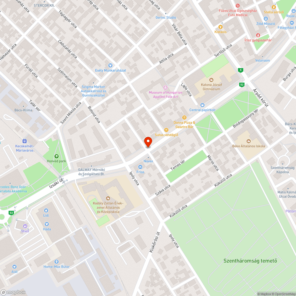 Nem működő közvilágítás a Dózsa György úton bejelentés helye