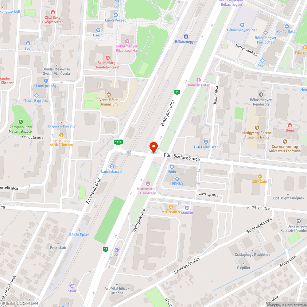 Békásmegyer kereszteződés bejelentés helye