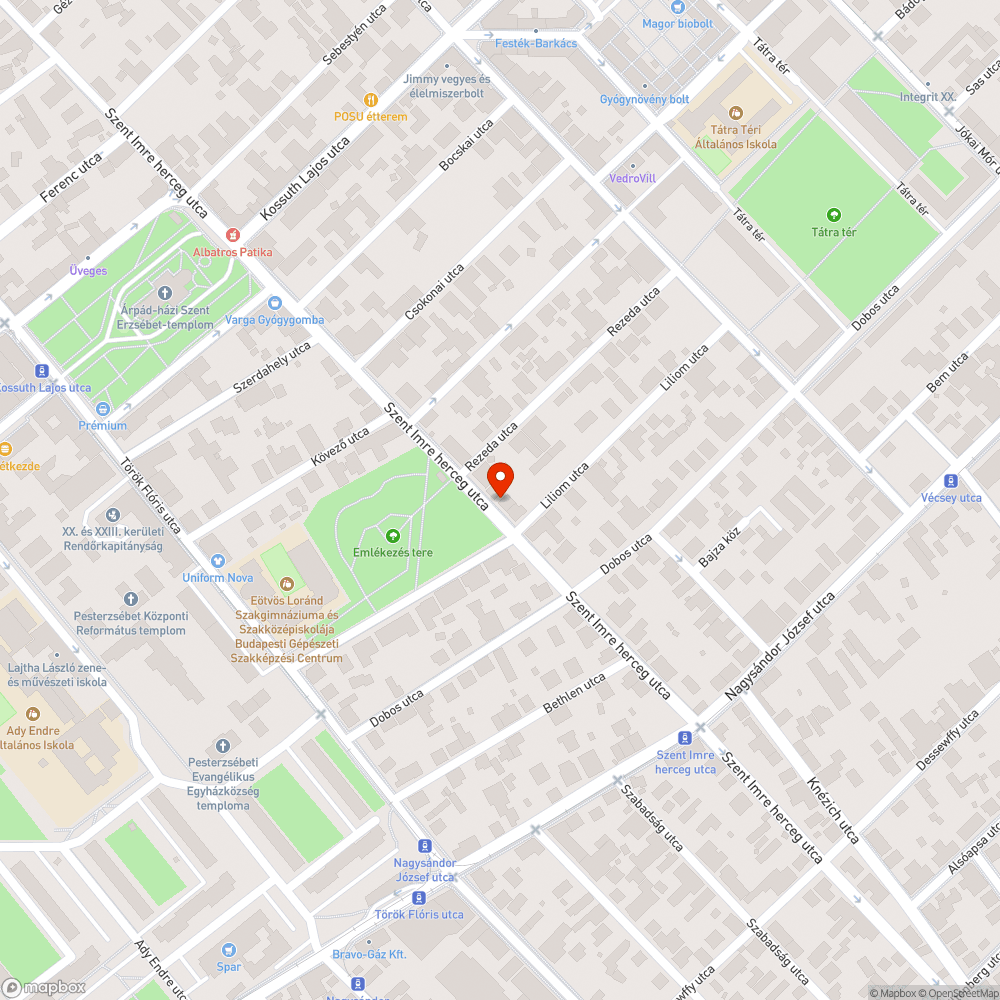 Kiszáradt fa bejelentés helye