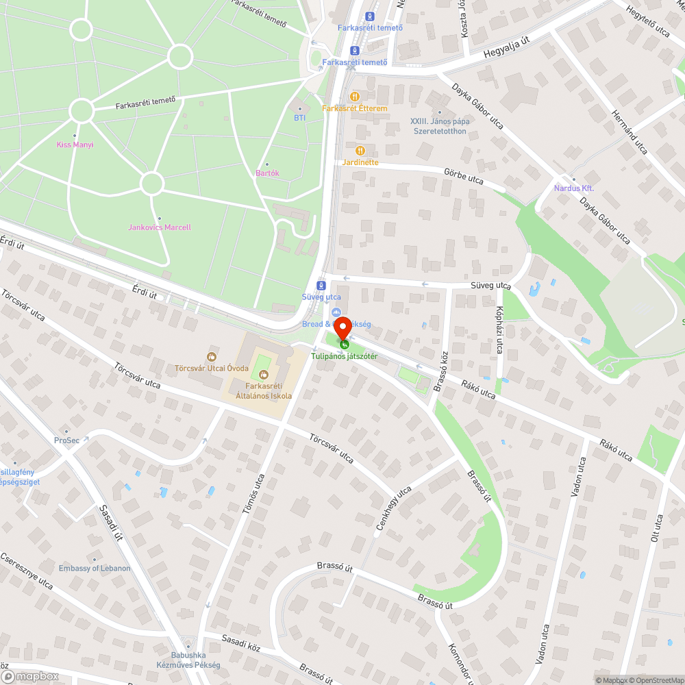 Elszakadt, balesetveszélyes ugráló a Tulipános játszótéren bejelentés helye