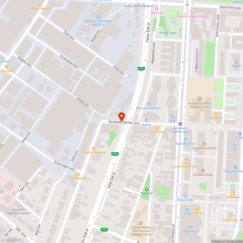 Kátyú a csepeli Karácsony Sándor utcában bejelentés helye