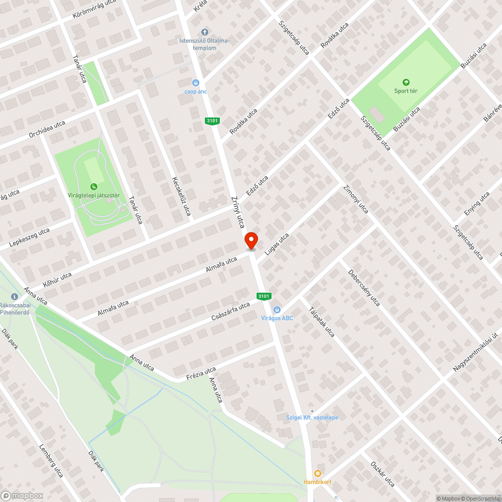 Almafa - Zrínyi kereszteződés bejelentés helye