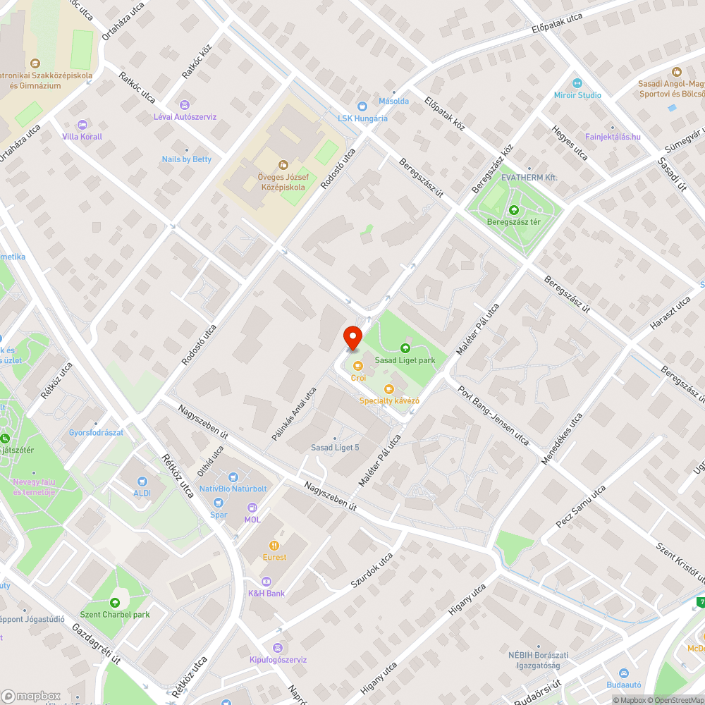 Kiszáradt fák Sasad liget bejelentés helye