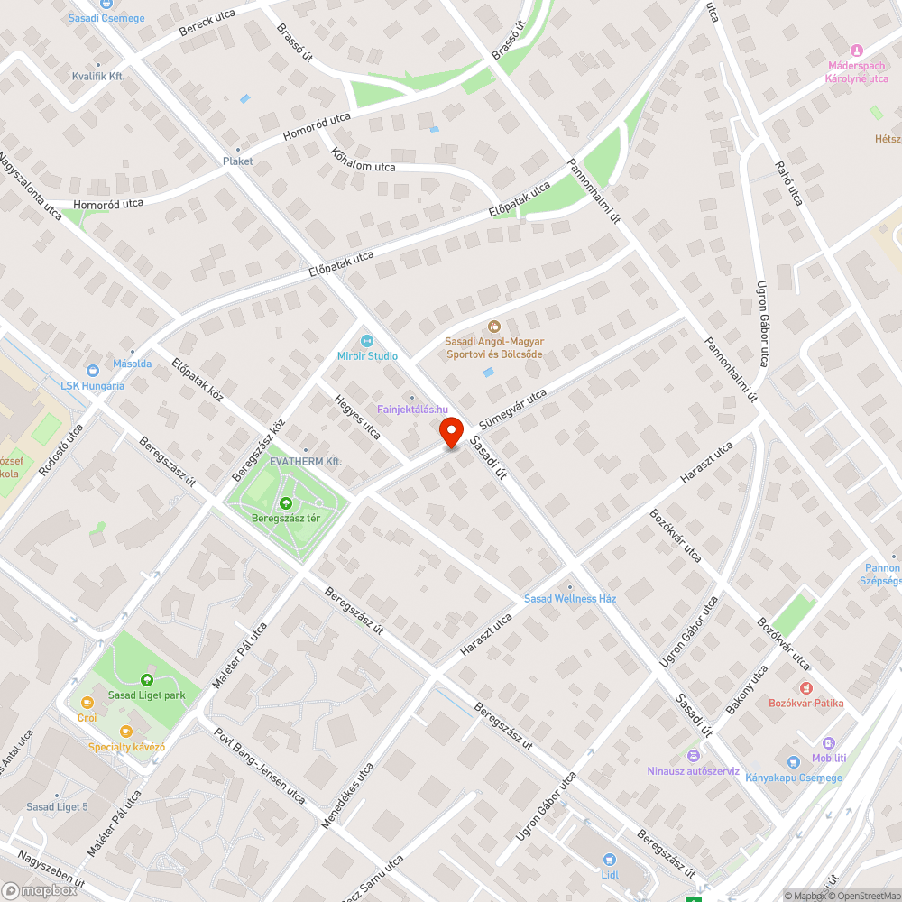 Sasadi út 38. szakadt kábel a villanyoszlopon bejelentés helye