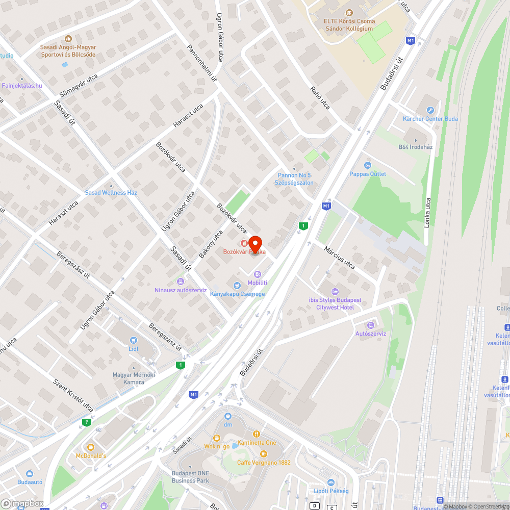 Bozókvár - Budaörsi túlcsorduló kuka bejelentés helye