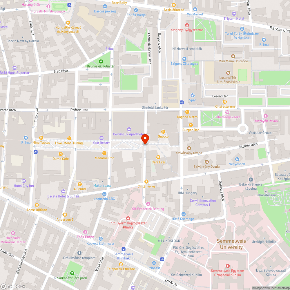 Corvin sétány keresztezése a Bókay János utcán kerékpárral bejelentés helye