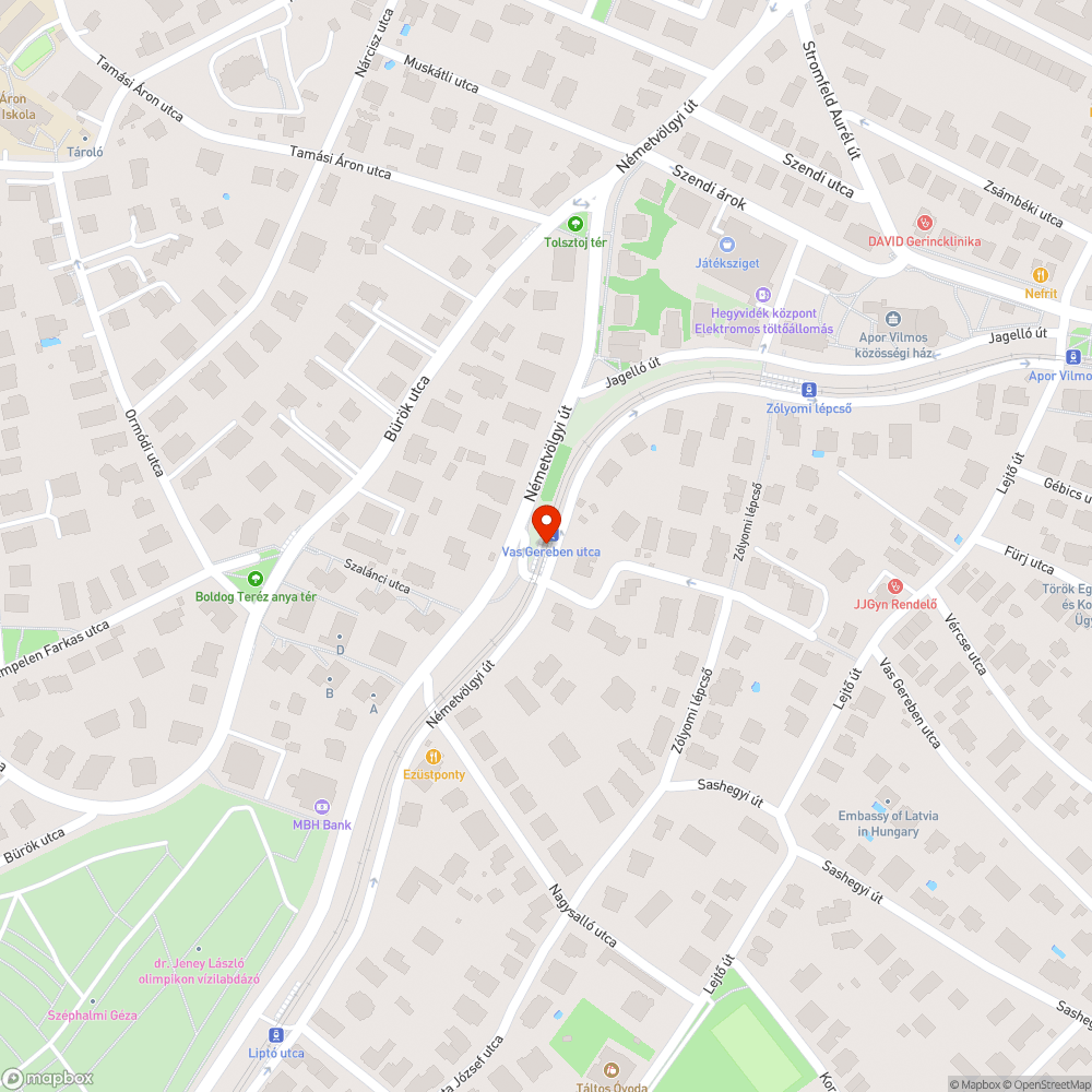 Vas Gereben utca villamosmegálló graffiti bejelentés helye