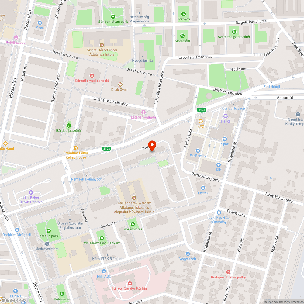 Hajnal Park közvilágítását akadályozó lomkoronák bejelentés helye