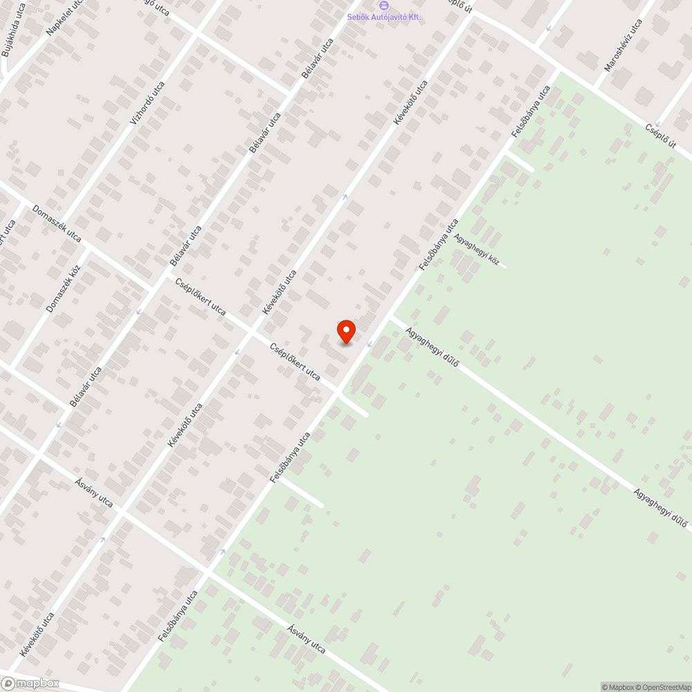 Méretes kátyú bejelentés helye