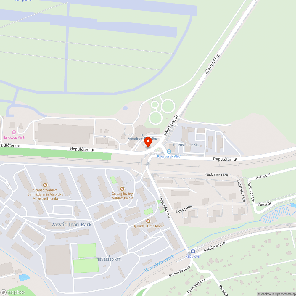 Kőérberki út / Repülőtéri út leparkolása bejelentés helye