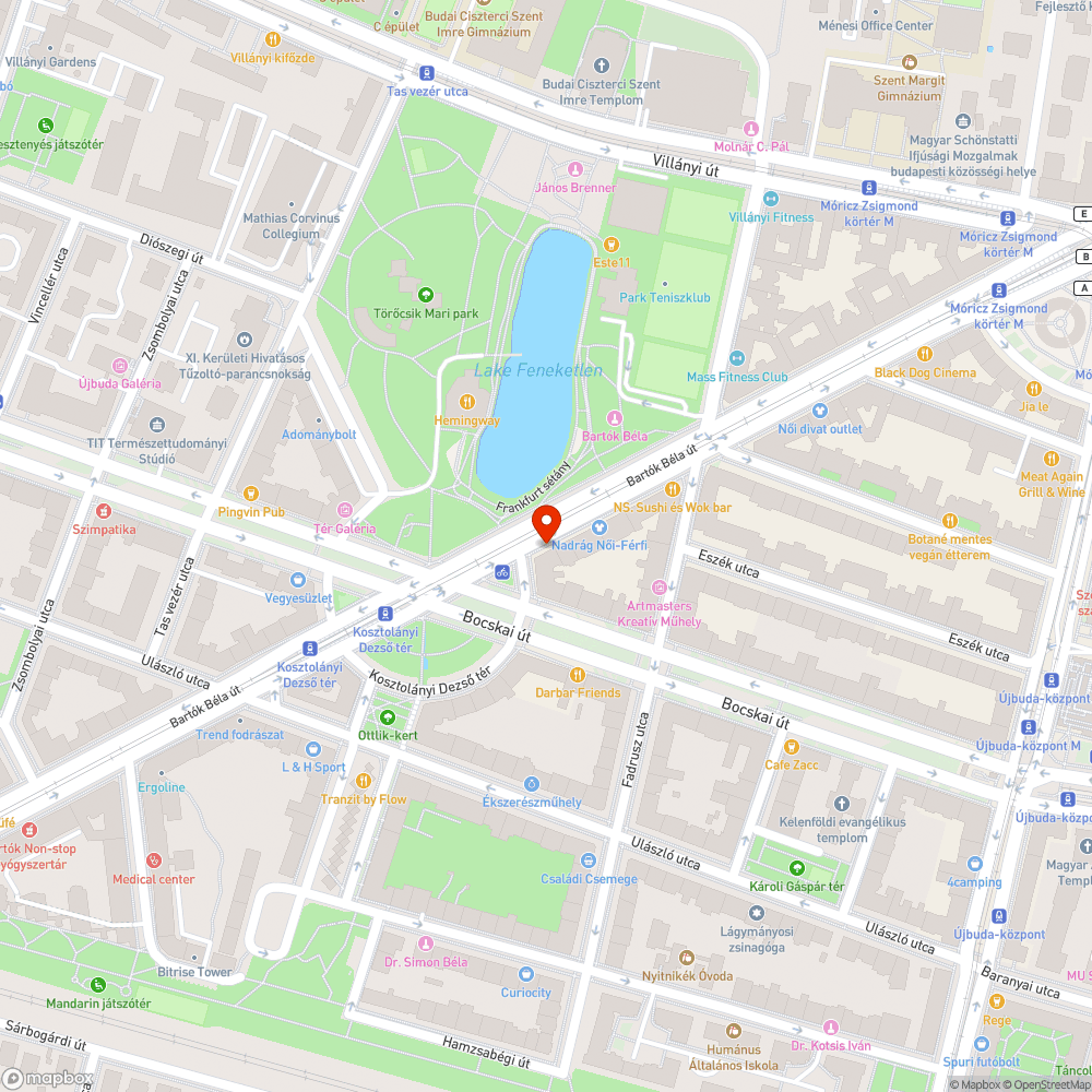 Bartók Béla út 84. összefirkált telefonfülke bejelentés helye