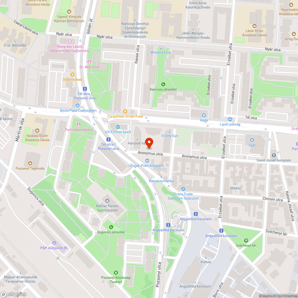 Szomjazó fák Anonymus utca bejelentés helye