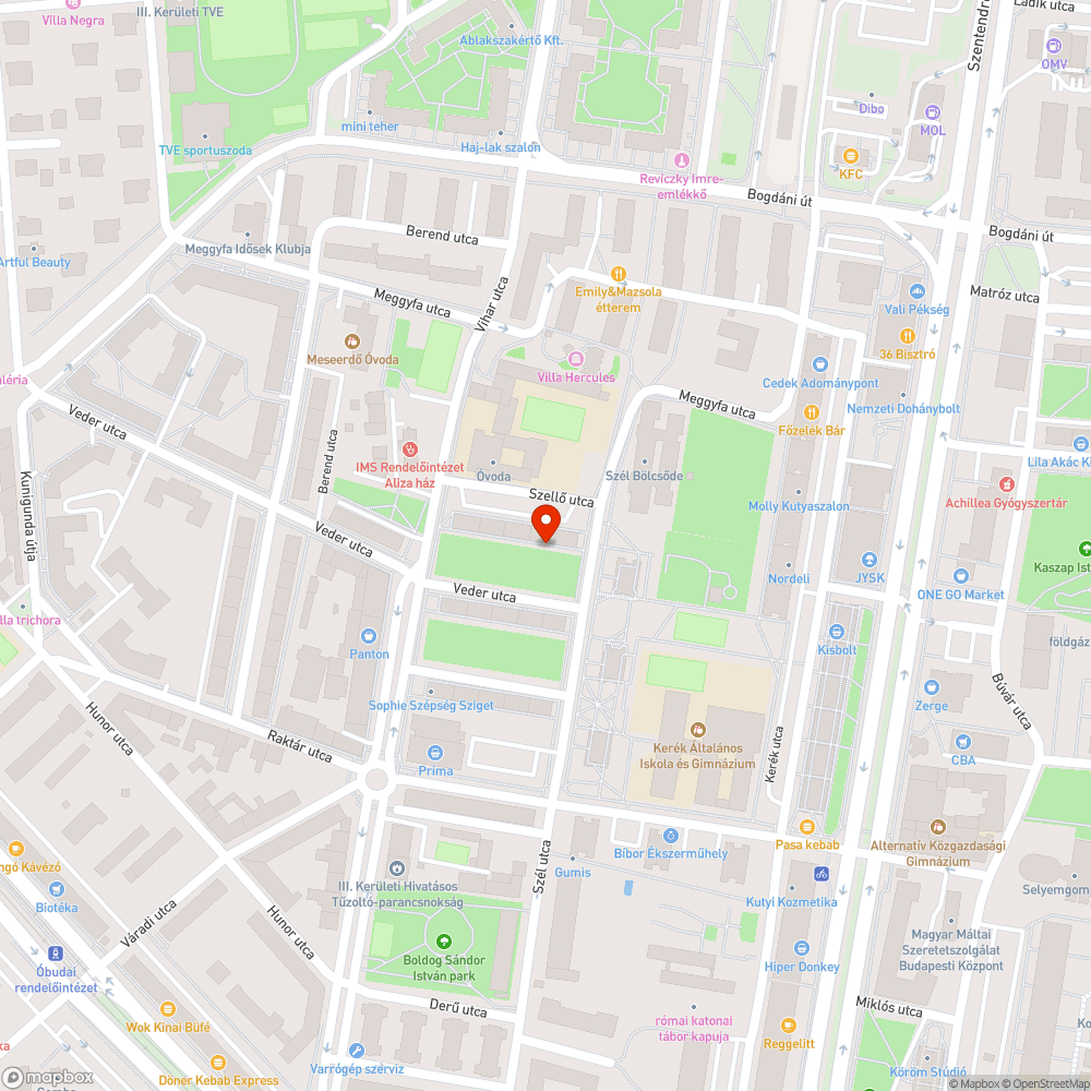 Kiszáradt fa bejelentés helye