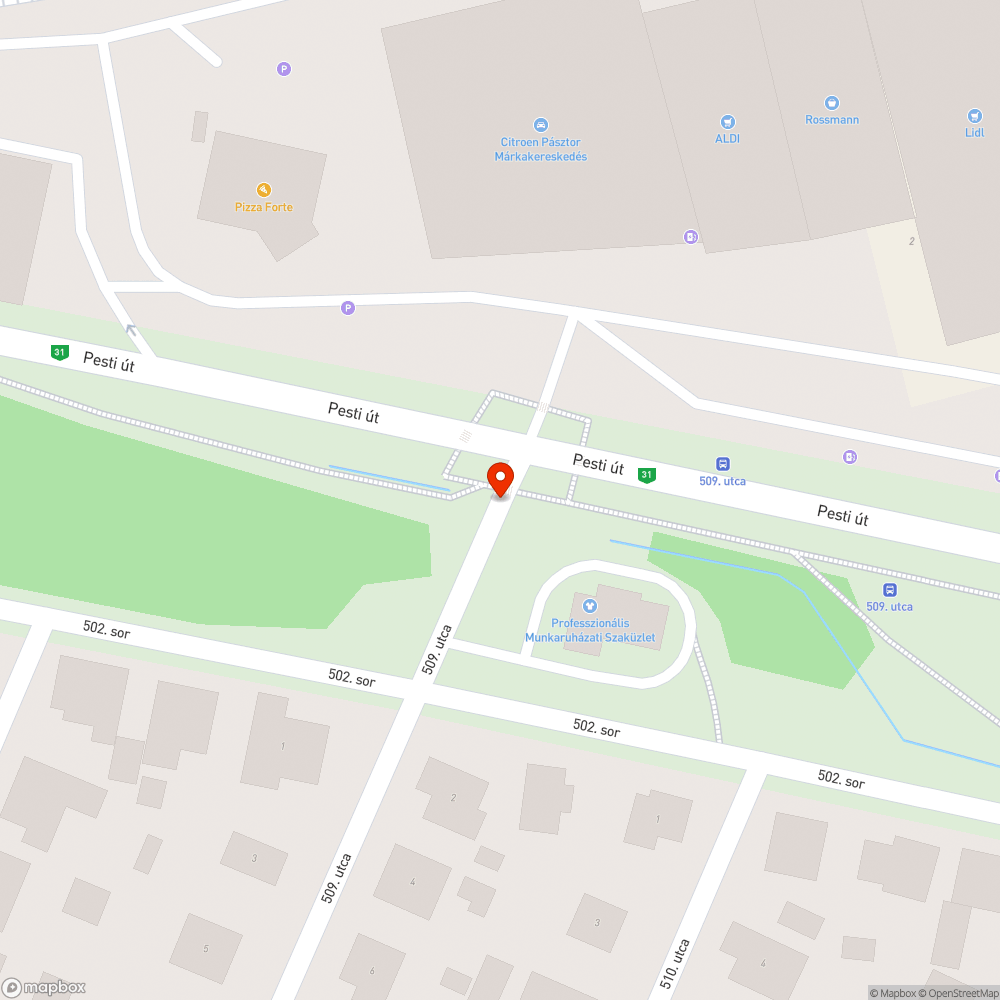 Kátyú bejelentés helye