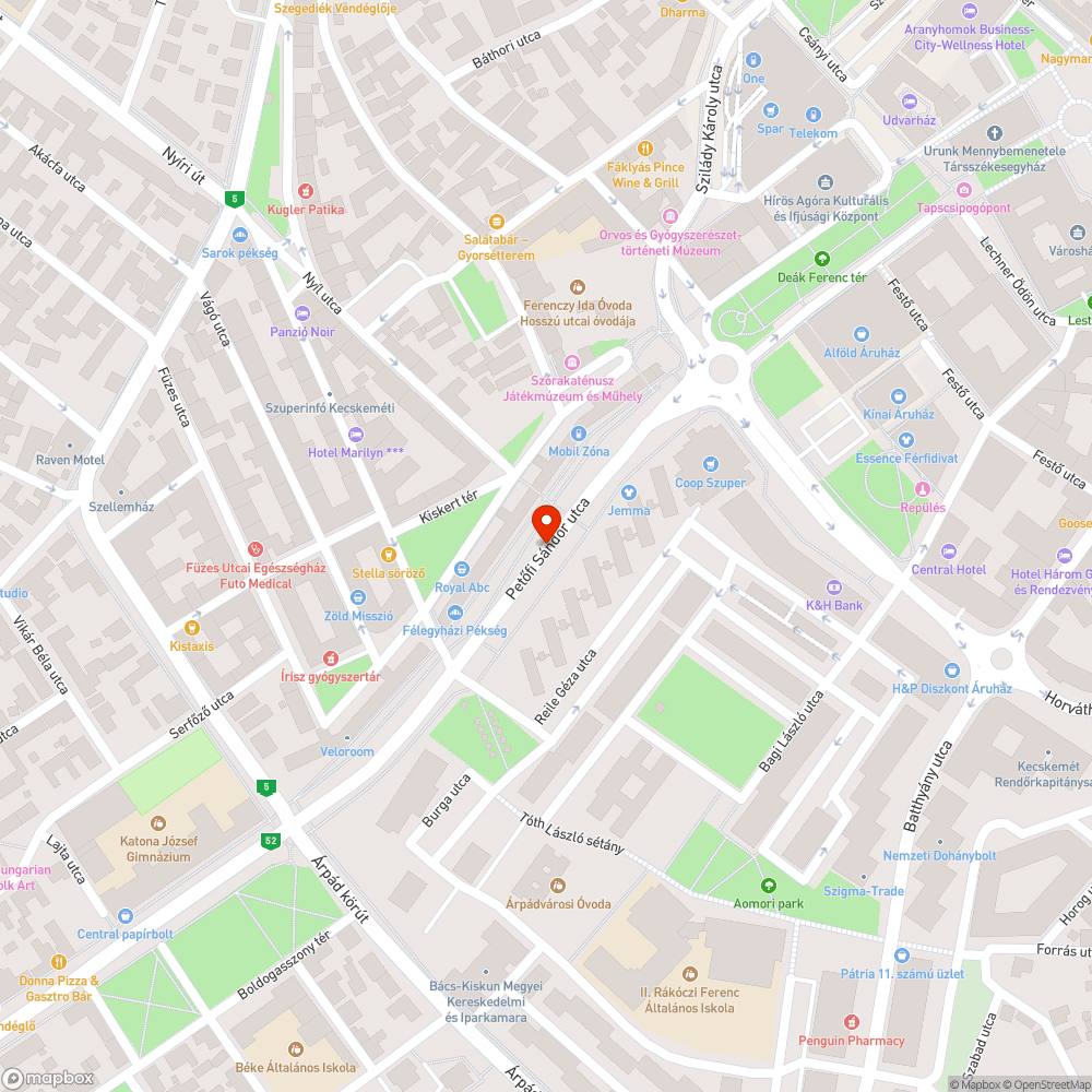 Nem működő közvilágítás a Petőfi Sándor utcán bejelentés helye