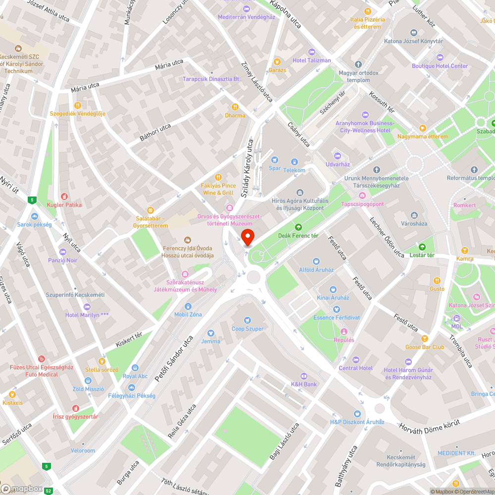 Nem működő közvilágítás a Deák Ferenc téren bejelentés helye