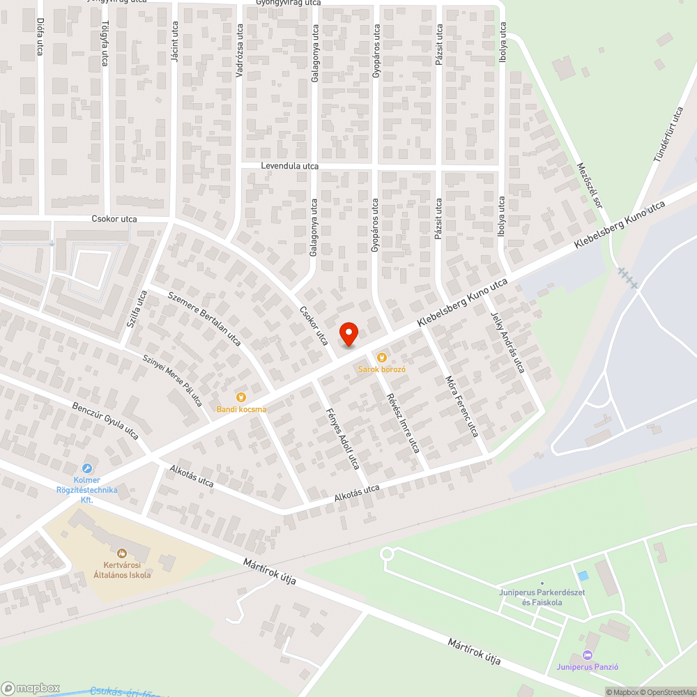 Kátyú a Klebersberg utcán bejelentés helye