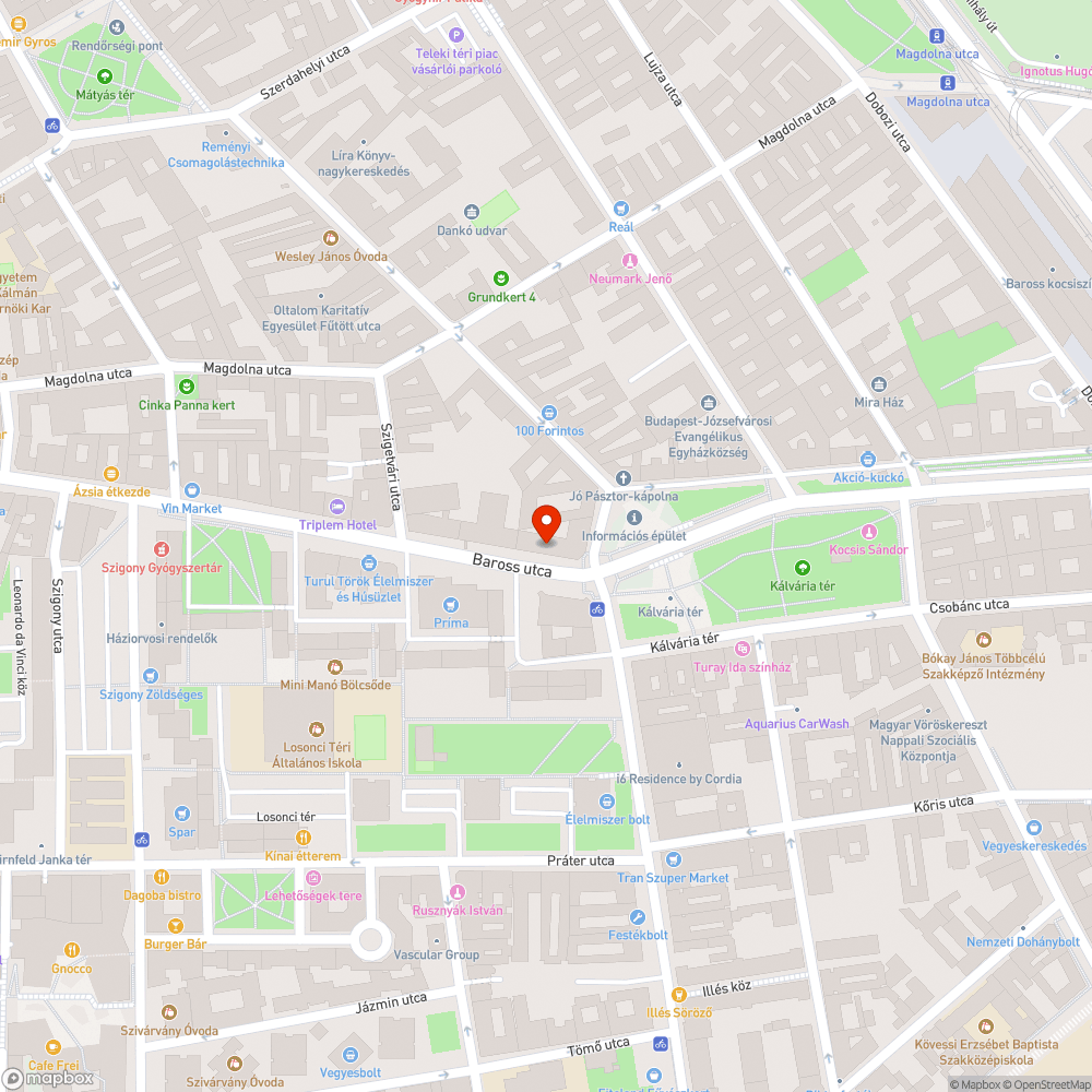 Baross utcán kirakott bútor bejelentés helye