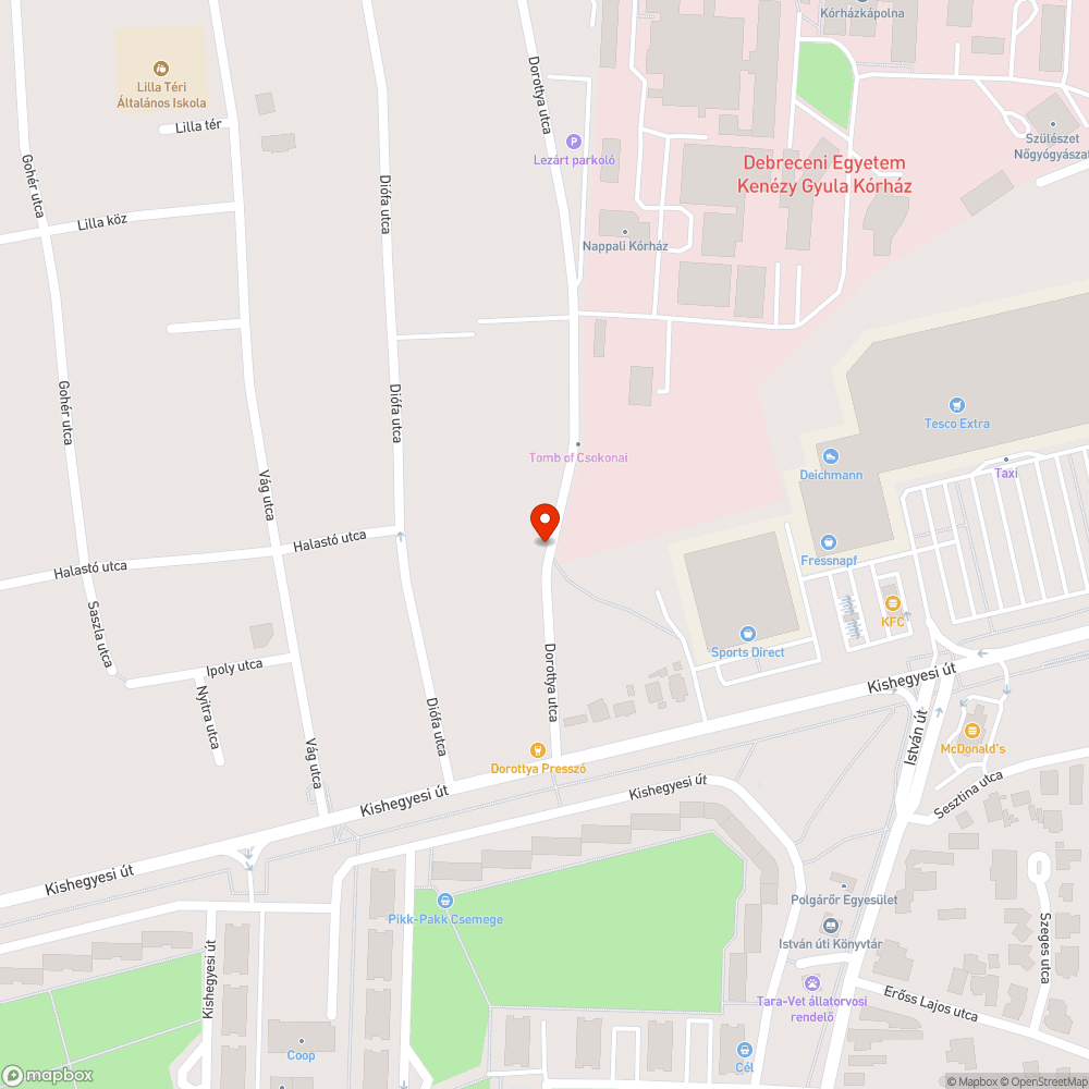 Kátyú a Dorottya utcán bejelentés helye