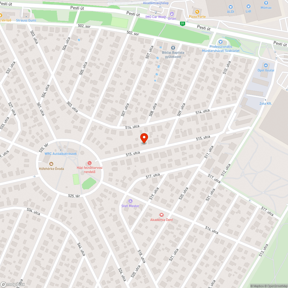 Süllyedés az úttesten a csatornafedél közelében bejelentés helye