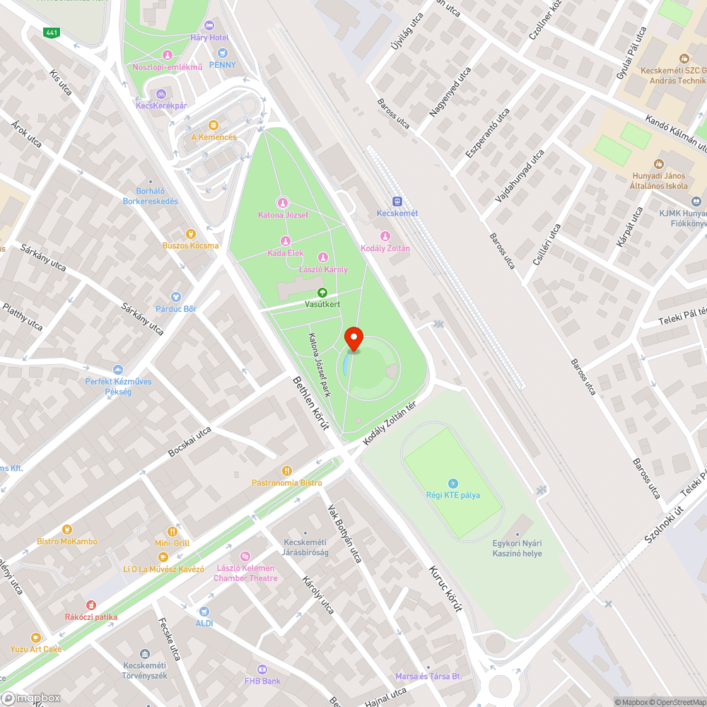 Kecskemét, Katona József park közvilágítás bejelentés helye