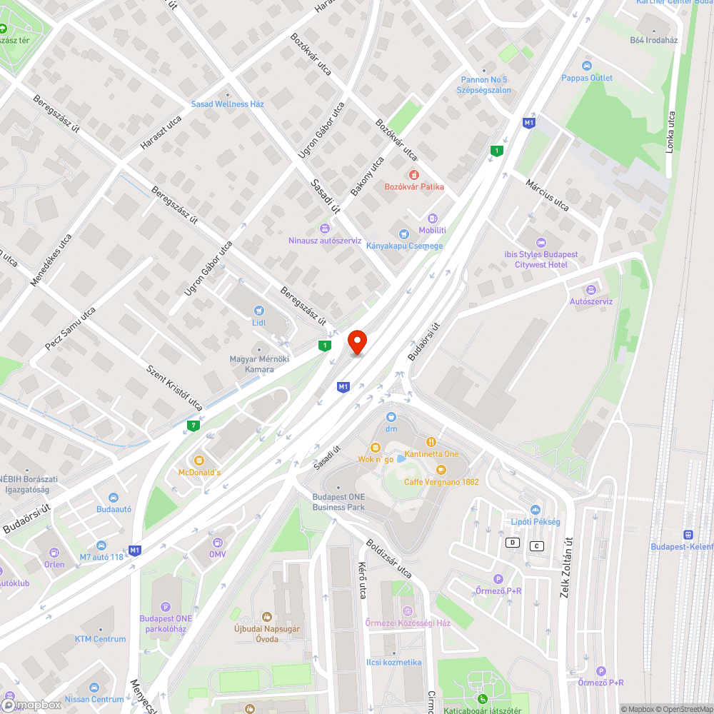 Budaörsi - Beregszász aluljáró törött üveg bejelentés helye