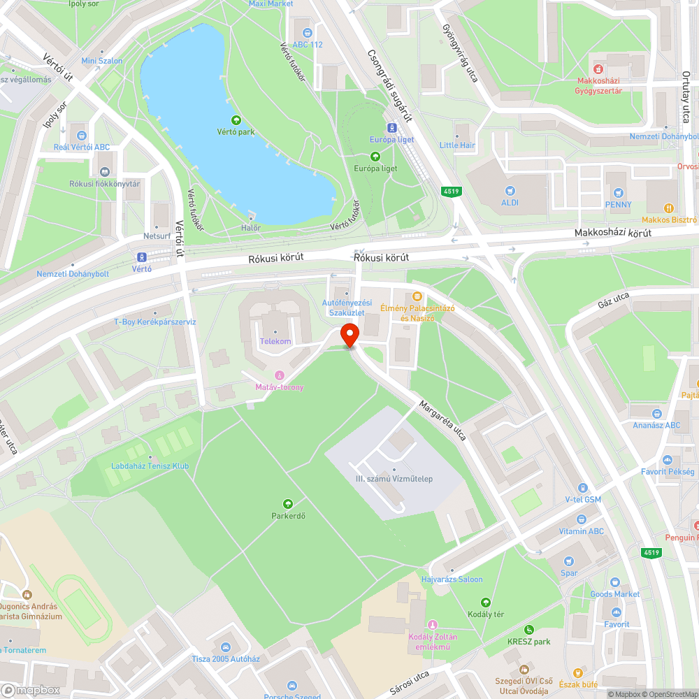 Megsüllyedt gyalog- és kerékpárút a Margaréta utcában bejelentés helye