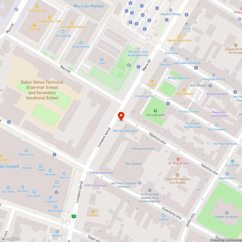 Hiányzó oszlopfedél - Londoni krt.2. bejelentés helye