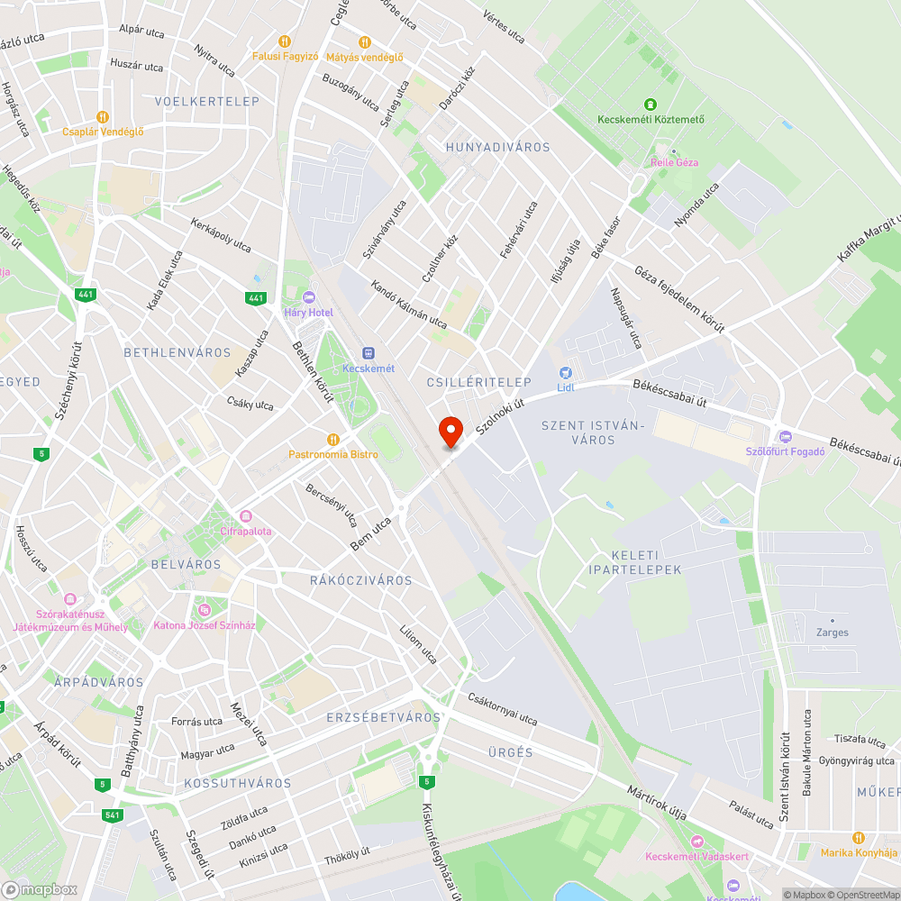 Kátyú az aluljáróban bejelentés helye