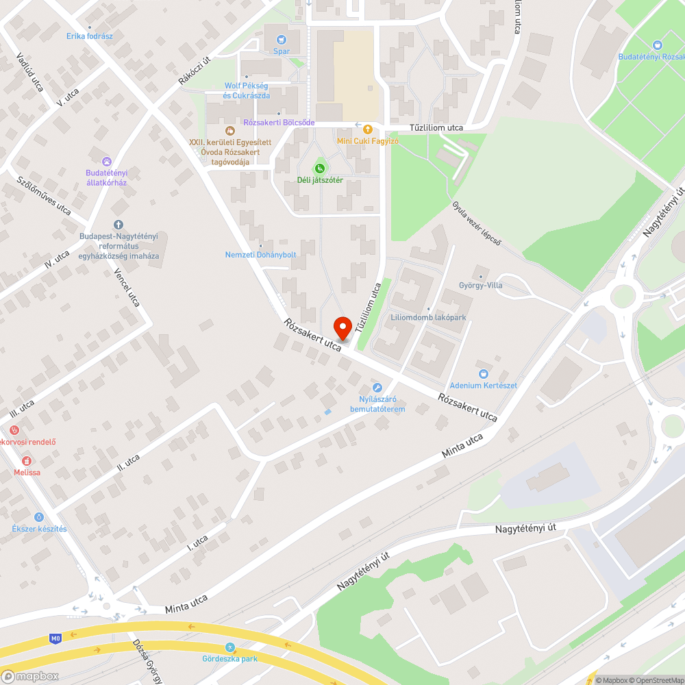 Vasrózsa szobor bejelentés helye