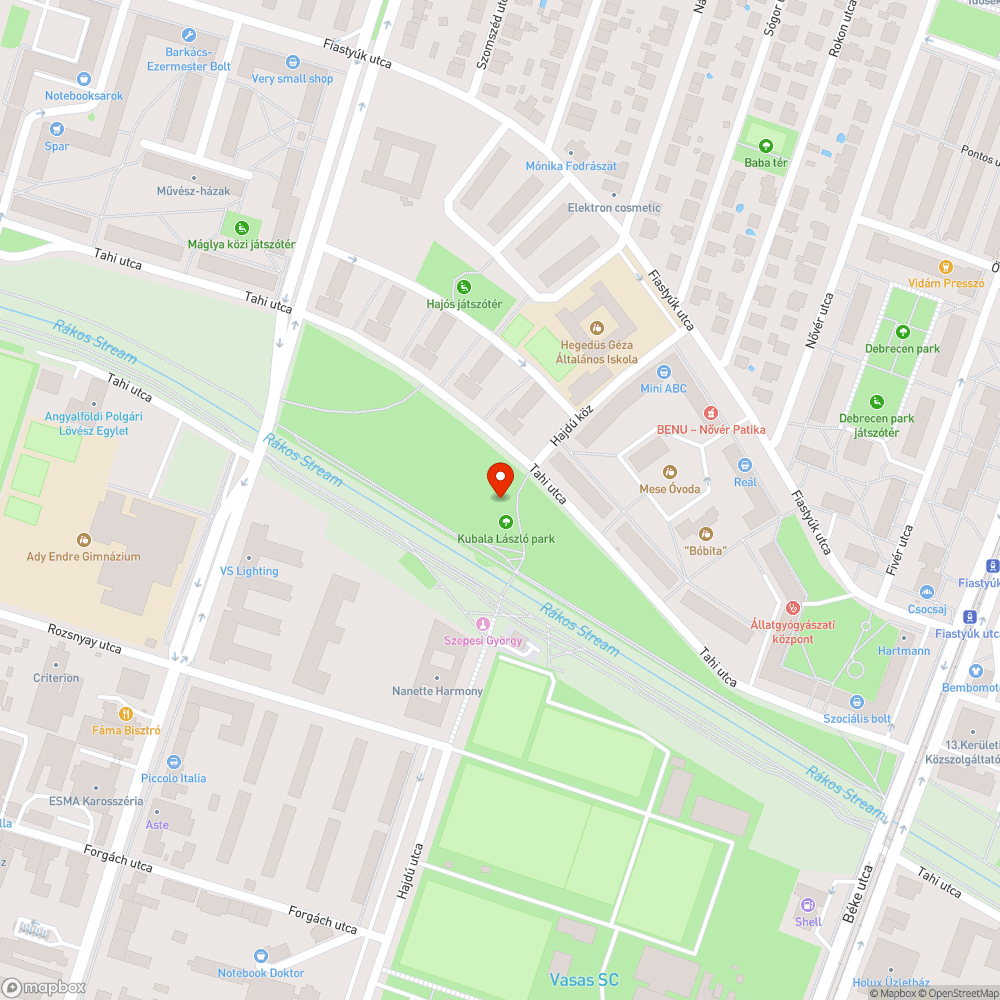 Kubala László park - szemételszállítás bejelentés helye