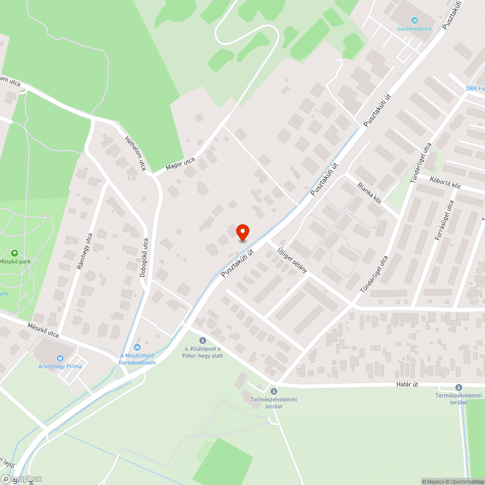 Pusztakúti út útfelületének javítása és sebességcsökkentés bejelentés helye