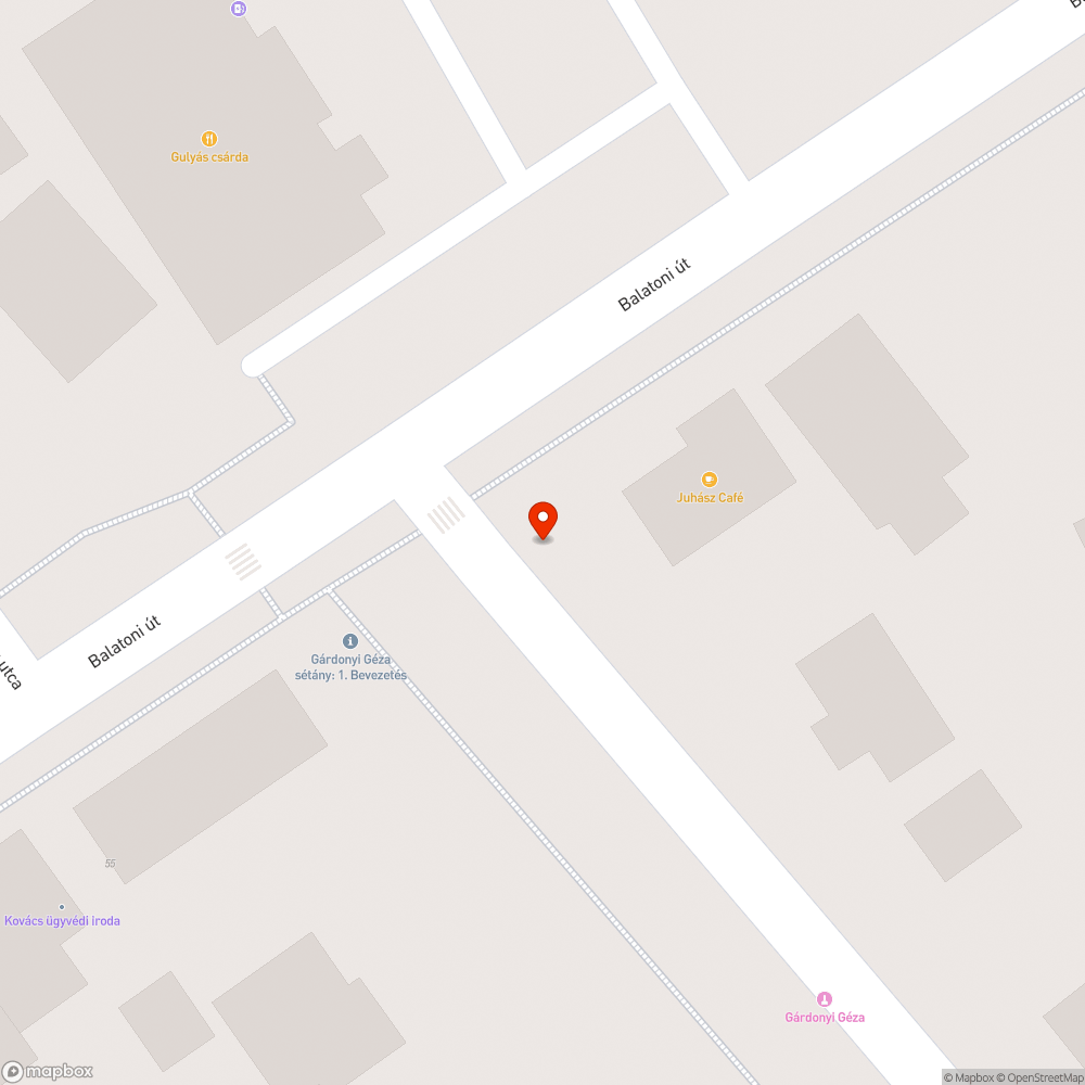 Gárdony, Gárdony Gáza u. elején két közvilágítási hiba bejelentés helye