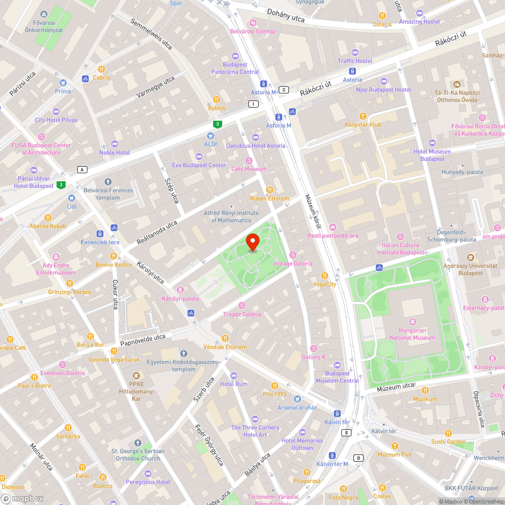 Károlyi-kertben néhány probléma bejelentés helye