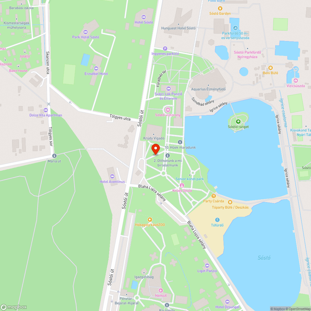 Sóstói kiszáradt fák bejelentés helye