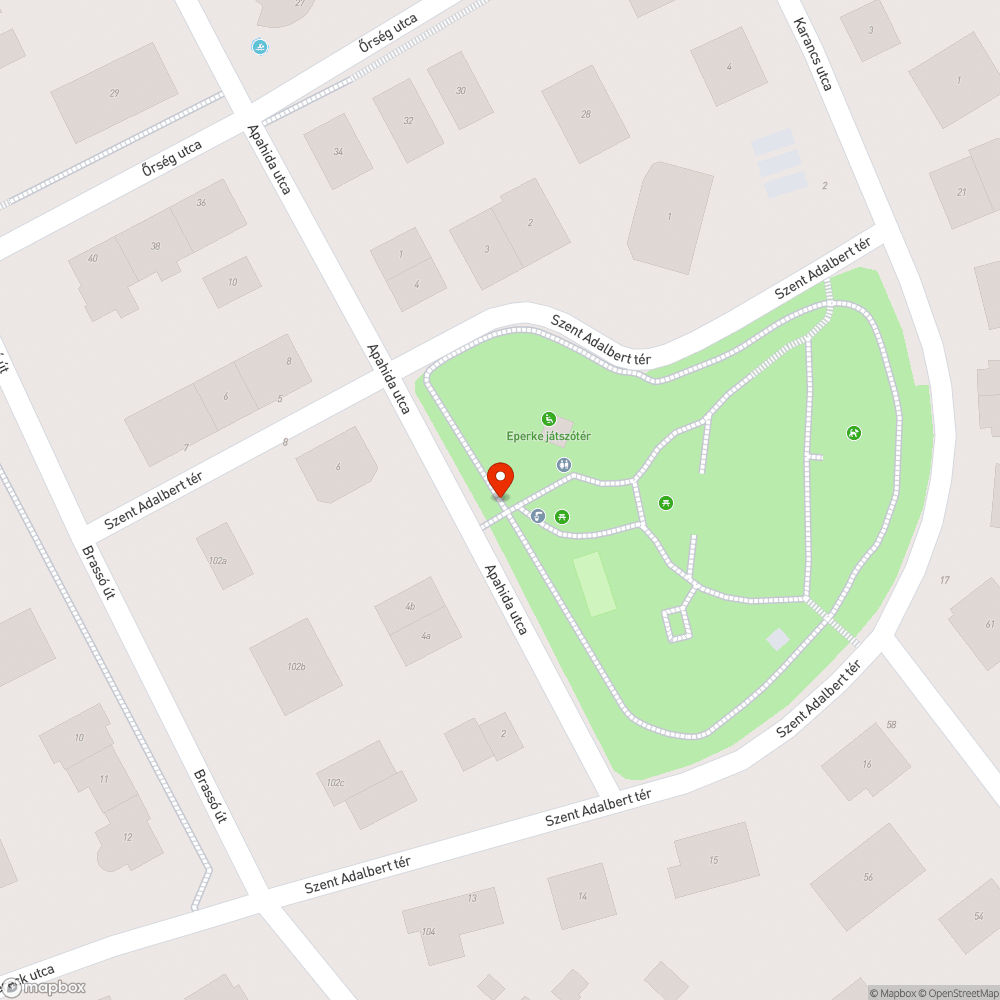 Szent Adalbert tér kiszáradt fa bejelentés helye