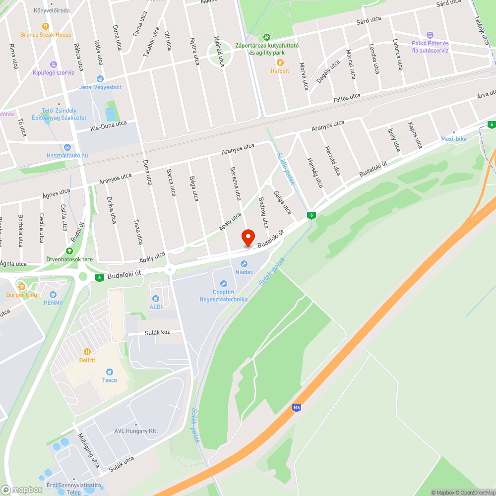 Közvilágítás nem üzemel Érd, Budafoki út egy szakaszán bejelentés helye