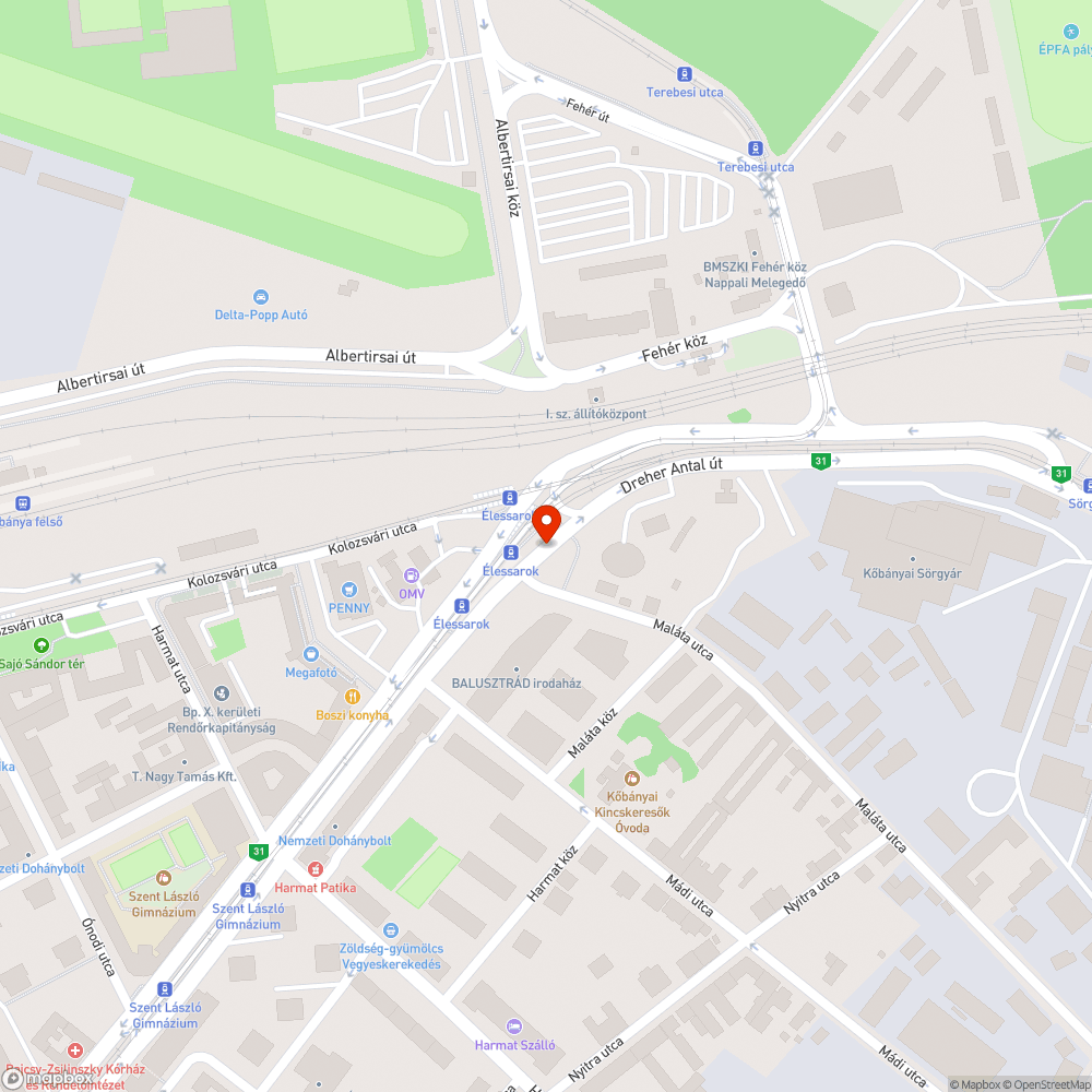 Ferdén álló közlekedési tábla bejelentés helye