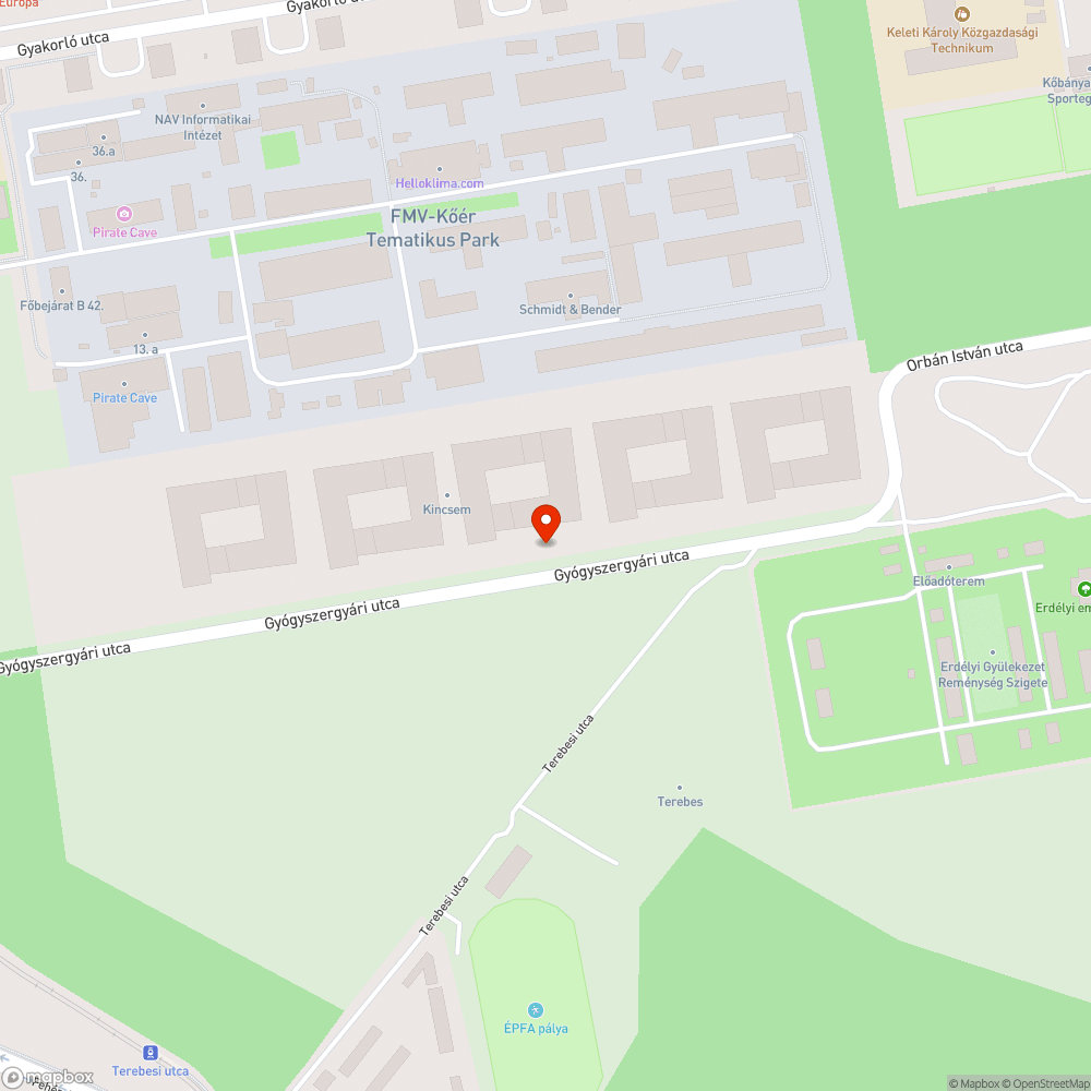 Bp. X. Gyógyszergyári út balesetveszélyes bejelentés helye