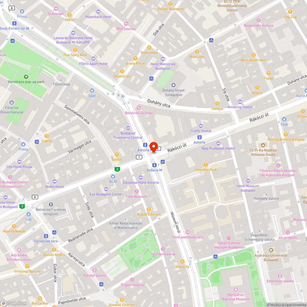 Astoria E és G lejárat graffitis/matricás bejelentés helye