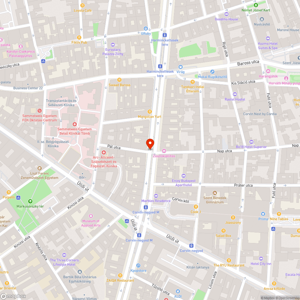 József krt - Pál utca kereszteződés korai zárás bejelentés helye