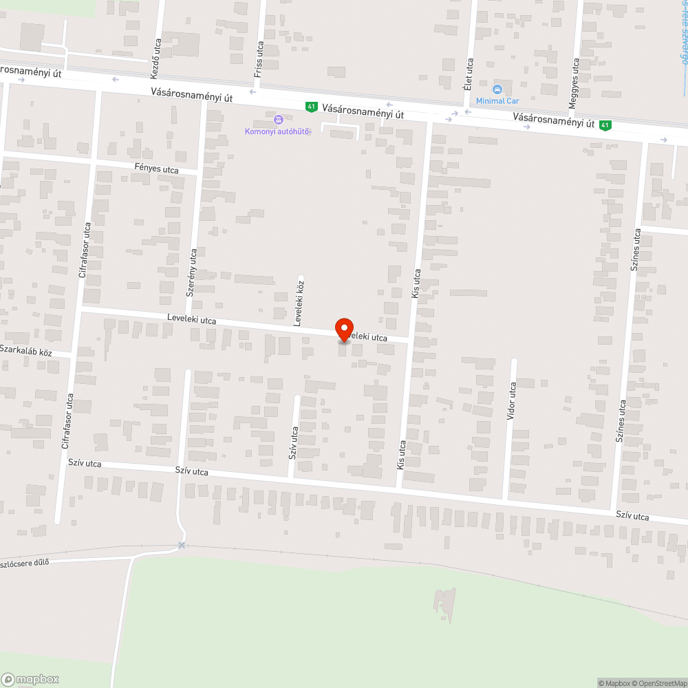 Kiégett utcai lámpa bejelentés helye