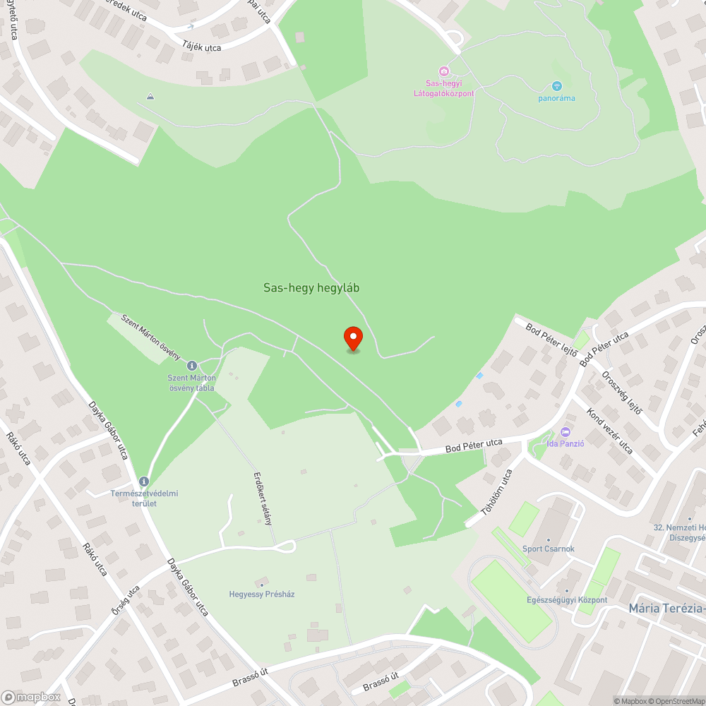 Kutyatámadás a Sas-hegyen bejelentés helye