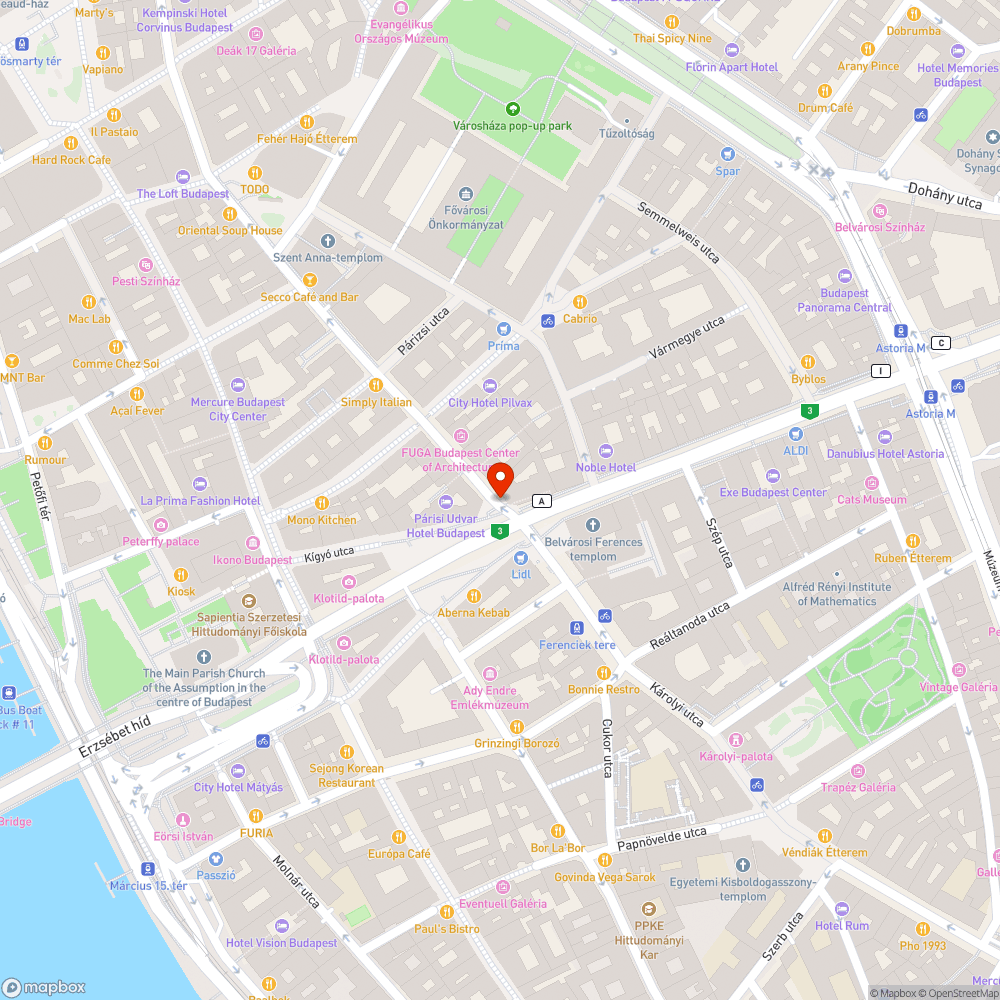 Ferenciek tere lépcső graffitis bejelentés helye