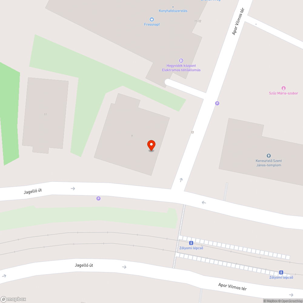 Apor Vilmos tér 14. nem látszik a tábla bejelentés helye